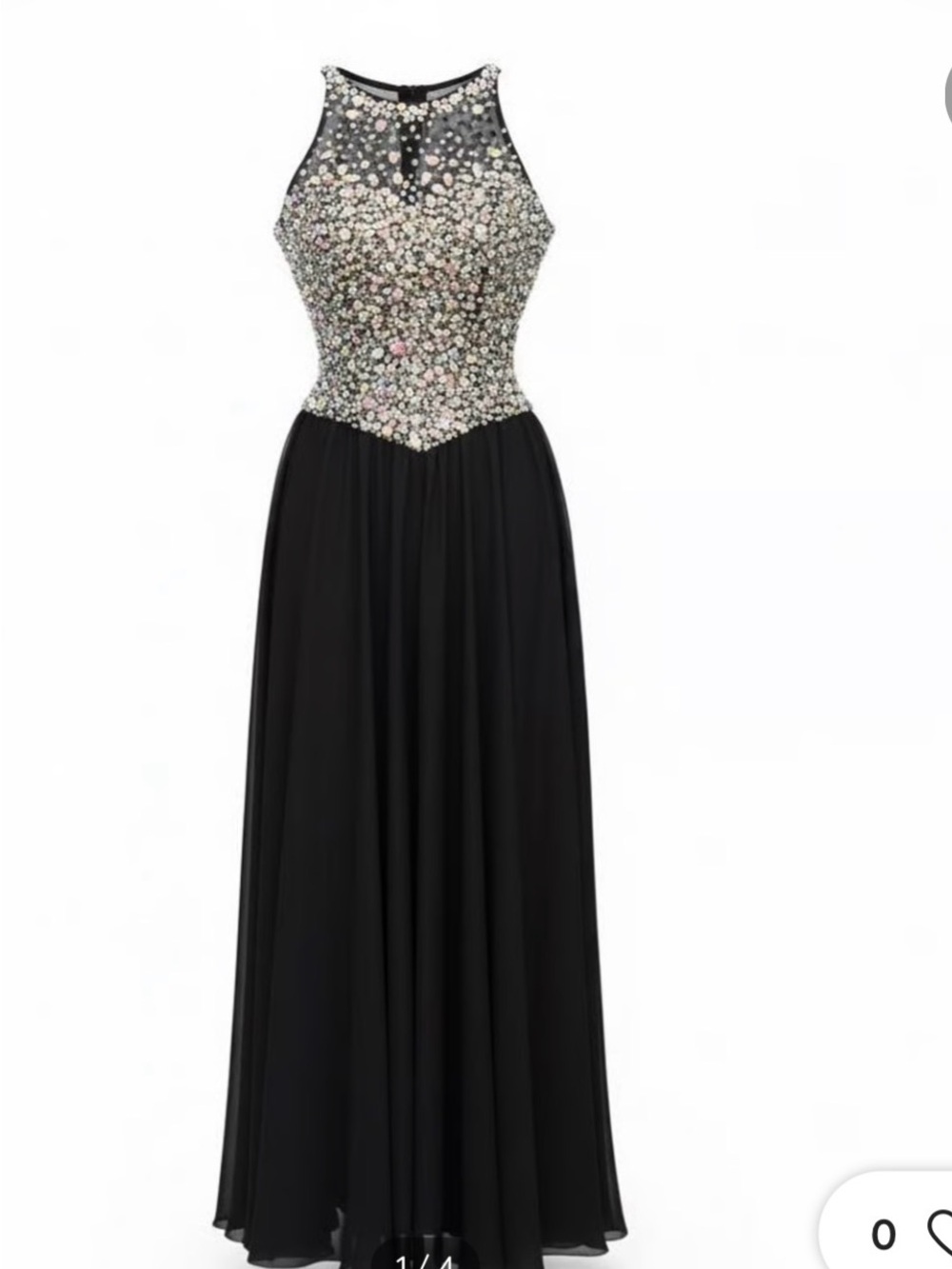 Terani Couture Black Halter Prom Gown with Crystal Bodice